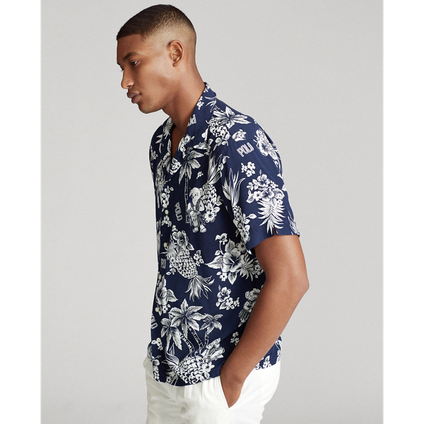 Navy Bear-waiian Custom Fit Polo Bear Camp Shirt Polo Ralph Lauren 4