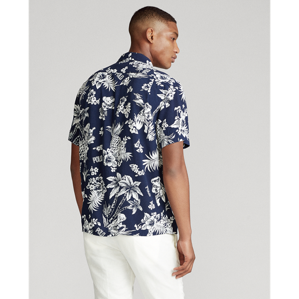Navy Bear-waiian Custom Fit Polo Bear Camp Shirt Polo Ralph Lauren 5