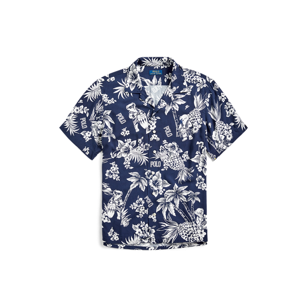 Navy Bear-waiian Custom Fit Polo Bear Camp Shirt Polo Ralph Lauren 2