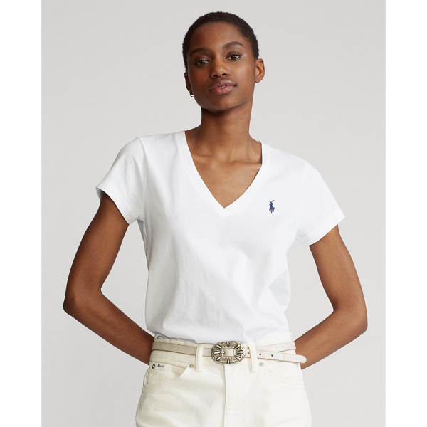 Ralph lauren v neck white t shirt online