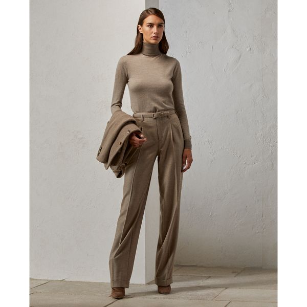 Herringbone Cashmere Turtleneck Sweater Ralph Lauren Collection em Morel Multi 4