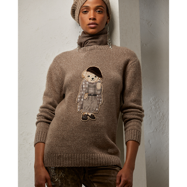 Cremini Mouline Palazzo Polo Bear Cashmere Jumper Ralph Lauren Collection 6