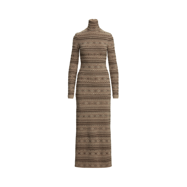 Stone Heather Multi Embellished Fair Isle Evening Dress Ralph Lauren Collection 2