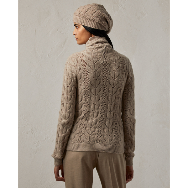 Kaschmirpullover mit Lochmuster Ralph Lauren Collection in Stone Melange 5
