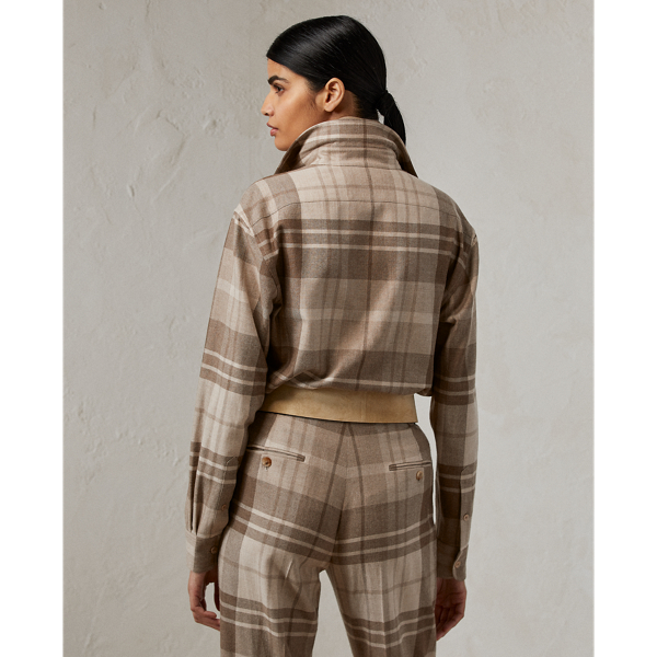 Leeann Plaid Wool-Blend Shirt Ralph Lauren Collection em Beige/Morel Multi 5