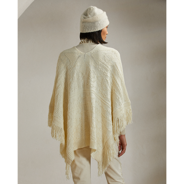 Antique Cream Fringe Cashmere Poncho Jumper Ralph Lauren Collection 5