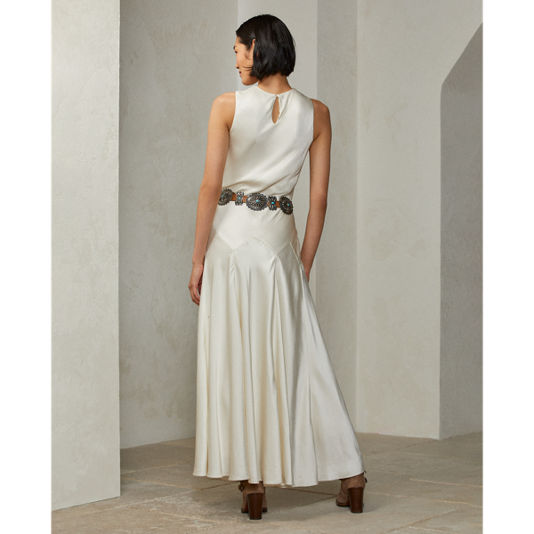 Alabaster Halie Satin Cocktail Dress Ralph Lauren Collection 5