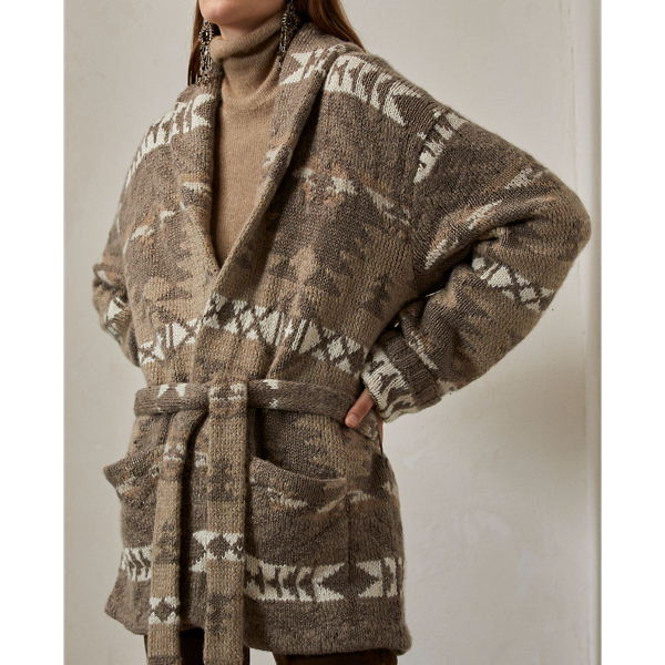 Cardigan sciallato in cashmere e seta Ralph Lauren Collection in Tartufo multicolore 6