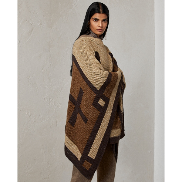 Mocha Multi Silk-Blend Poncho Jumper Ralph Lauren Collection 4