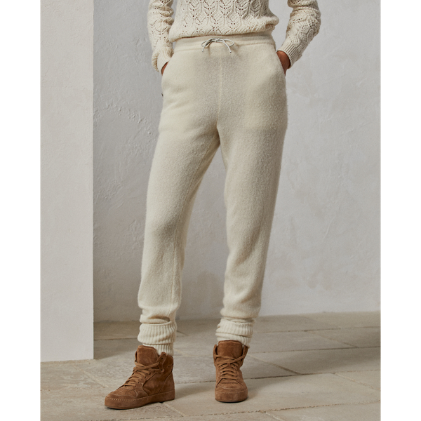 Pantalon de jogging cachemire m&eacute;lang&eacute; Ralph Lauren Collection en &Eacute;cru 4
