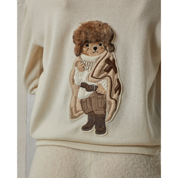 Ecru Chalet Polo Bear Cashmere Hoodie Jumper Ralph Lauren Collection 7