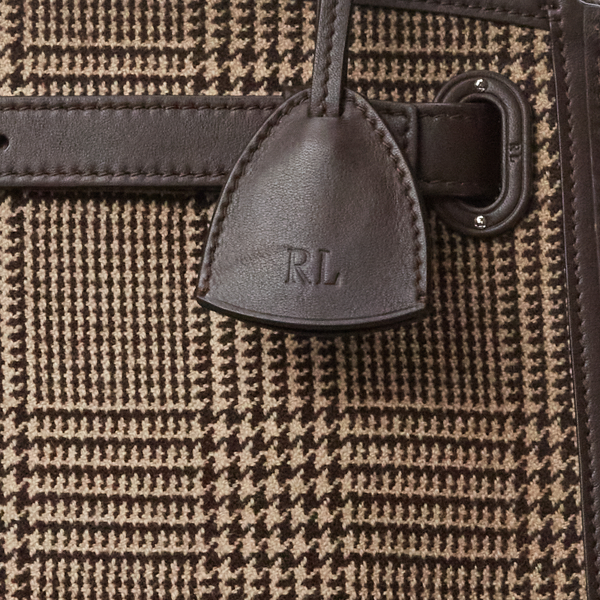 Medium RL50 tas met Glen-ruit Ralph Lauren Collection in Donkerbruin 6
