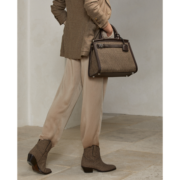 Medium RL50 tas met Glen-ruit Ralph Lauren Collection in Donkerbruin 7