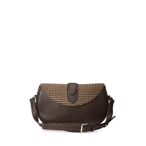 Dark Brown Glen Plaid Welington Shoulder Bag Ralph Lauren Collection 5