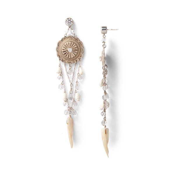 Antique Silver Antiqued Concho Chandelier Earrings Ralph Lauren Collection 2