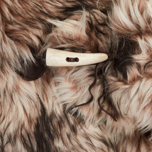 Cream/Brown Multi Shearling Toggle Scarf Ralph Lauren Collection 2