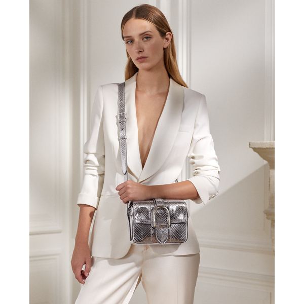 Schlangenleder-Umh&auml;ngetasche Welington Ralph Lauren Collection in Silber 7