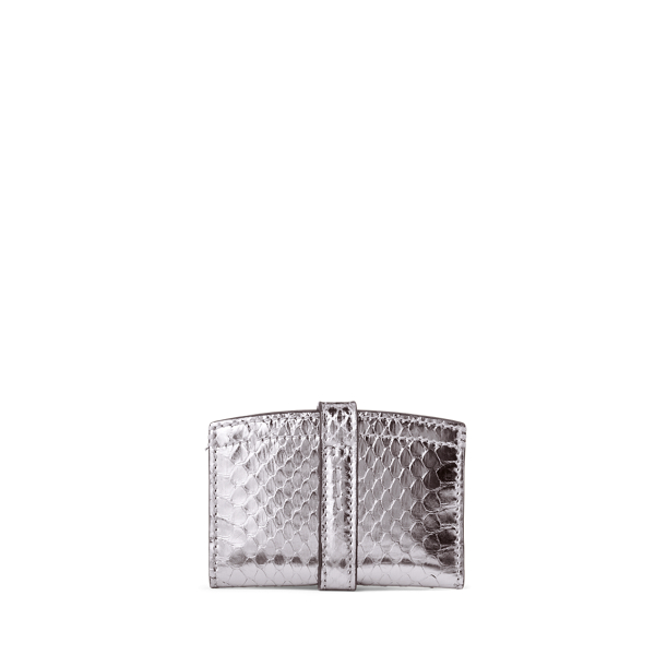 Porta-cart&otilde;es Welington em pele de cobra Ralph Lauren Collection em Prata 2