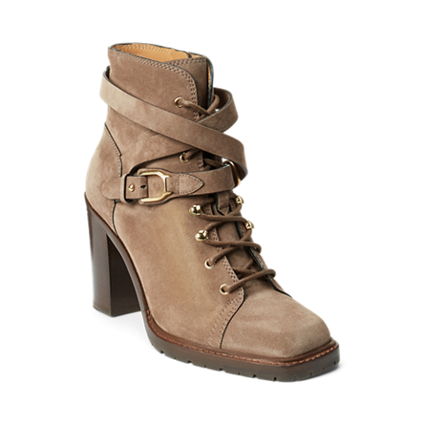 Morel Evarista Calf-Suede Lace-Up Bootie Ralph Lauren Collection 2