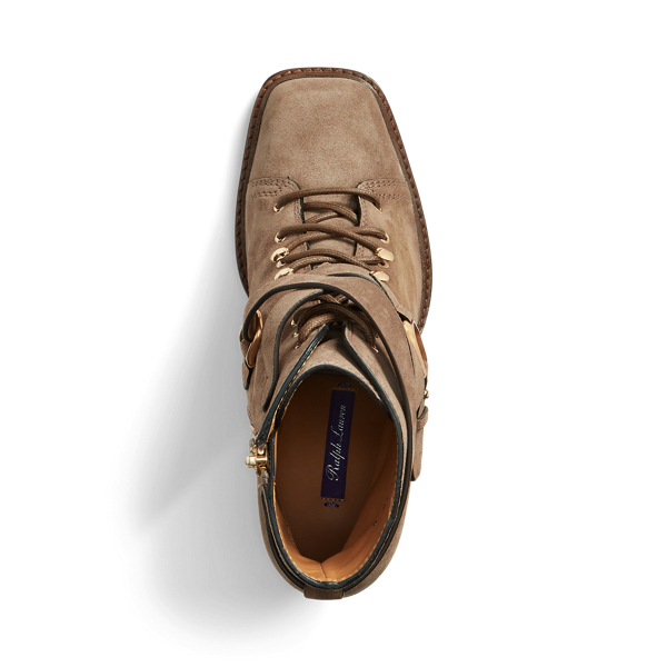 Morel Evarista Calf-Suede Lace-Up Bootie Ralph Lauren Collection 4