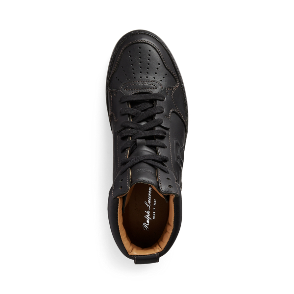 Black Jaemyn Calfskin High-Top Trainer Ralph Lauren Collection 4