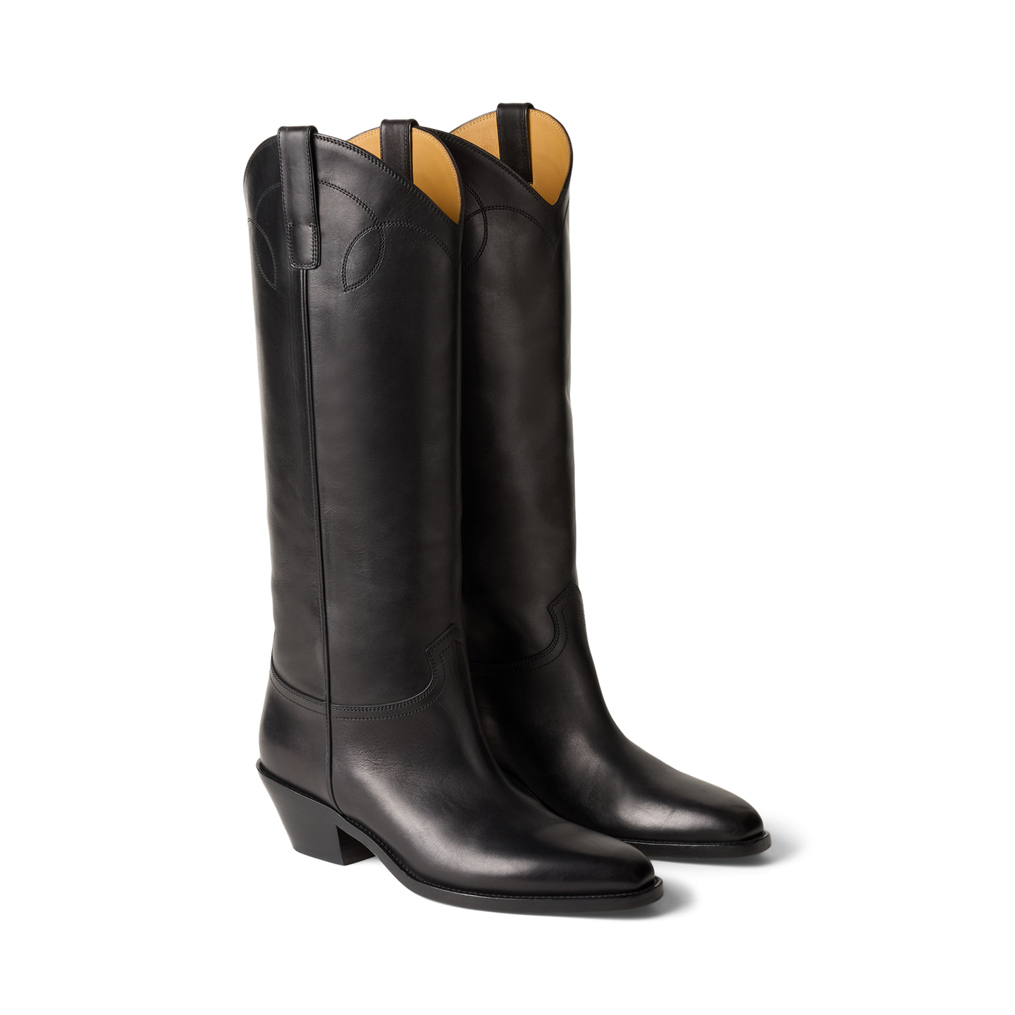 Женские ботинки Ralph Lauren Jaelynne 45 MM Burnished Tall Boot, цвет: Чёрный — фото 2