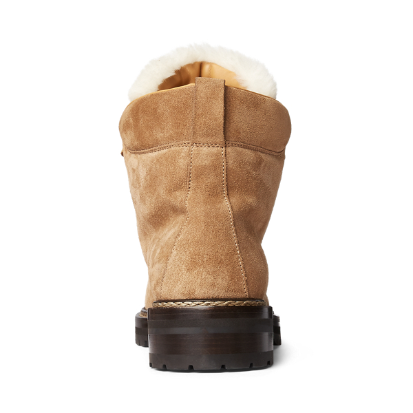 Truffle/Pale Beige Doralie Calf-Suede &amp; Shearling Bootie Ralph Lauren Collection 3