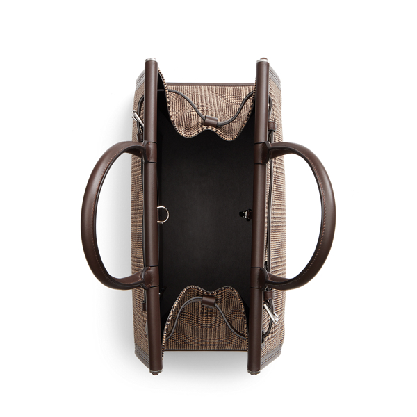 Gro&szlig;e Tasche RL50 mit Glencheck Ralph Lauren Collection in Dunkelbraun 3