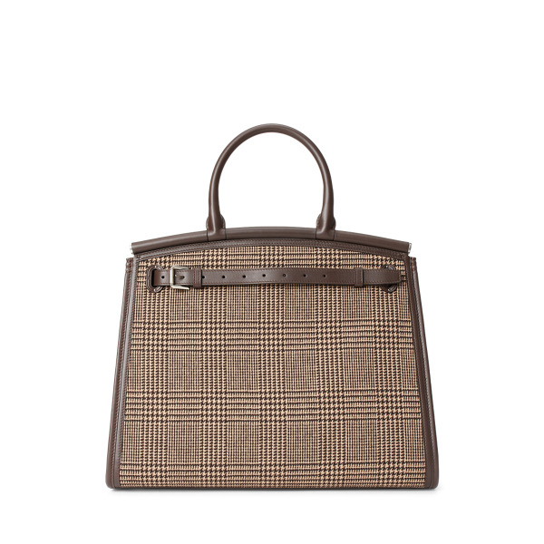 Gro&szlig;e Tasche RL50 mit Glencheck Ralph Lauren Collection in Dunkelbraun 4