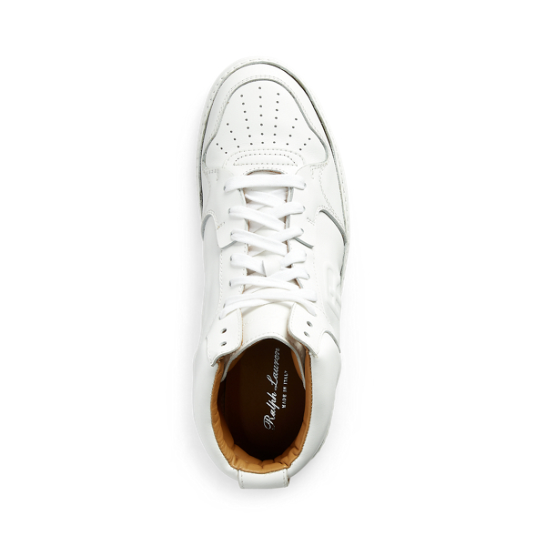 White Jaemyn Calfskin High-Top Trainer Ralph Lauren Collection 4
