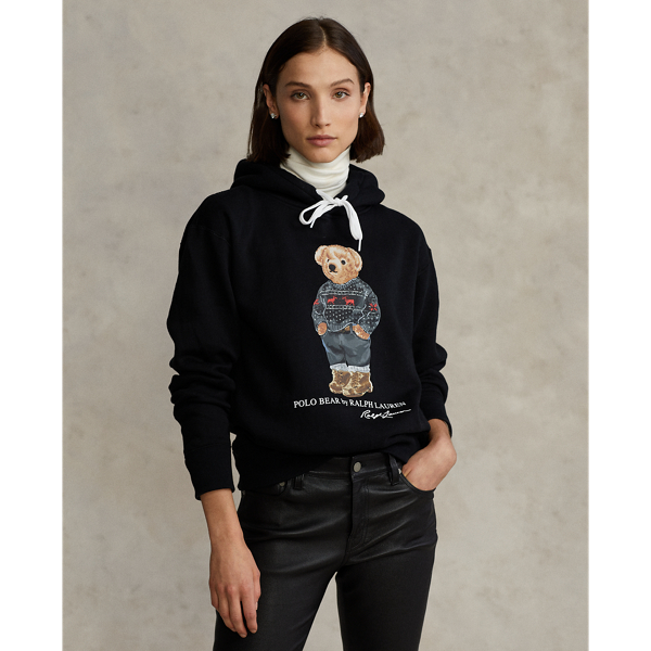 Polo bear hoodie black hotsell