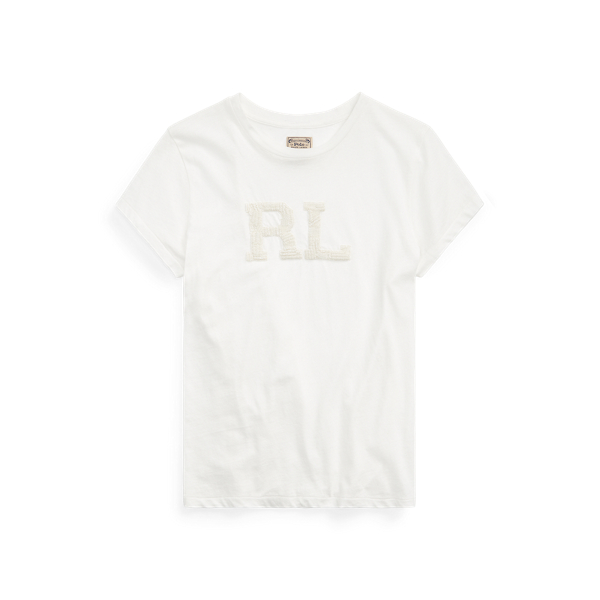 T-Shirt de malha com log&oacute;tipo ornado Polo Ralph Lauren em 1