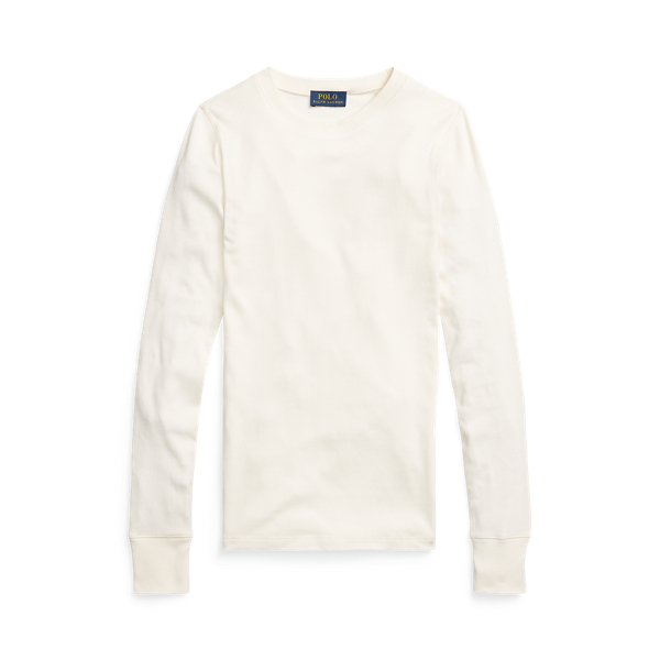 Ribbed Leather-Trim Long-Sleeve T-Shirt Polo Ralph Lauren 1