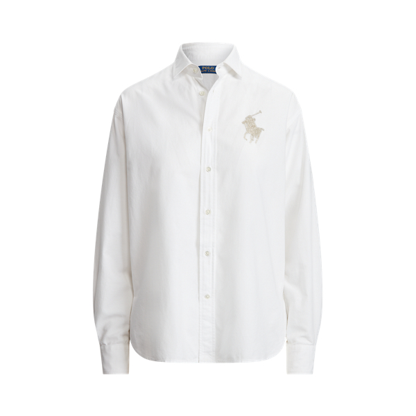 Beaded Big Pony Oxford Shirt Polo Ralph Lauren 1