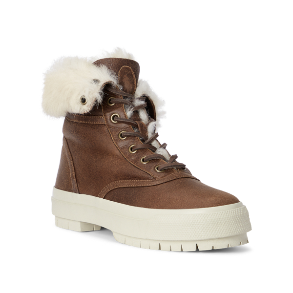 Cream Bryn Shearling High-Top Trainer Polo Ralph Lauren 2