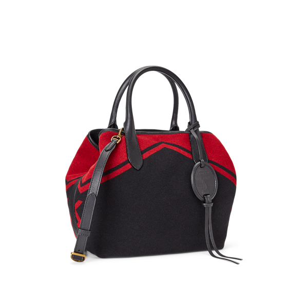 Bolso tote Bellport de mezcla de lana Polo Ralph Lauren en Negro/escarlata 3