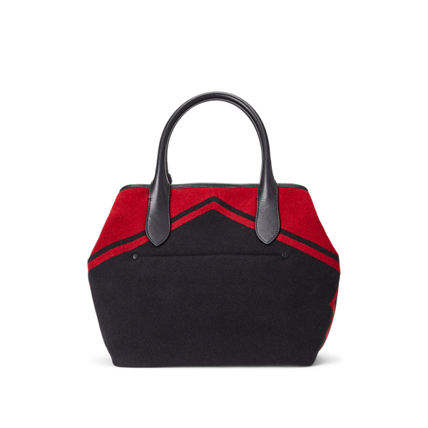 Bolso tote Bellport de mezcla de lana Polo Ralph Lauren en Negro/escarlata 4