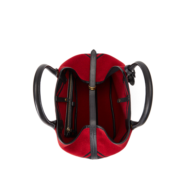 Bolso tote Bellport de mezcla de lana Polo Ralph Lauren en Negro/escarlata 5