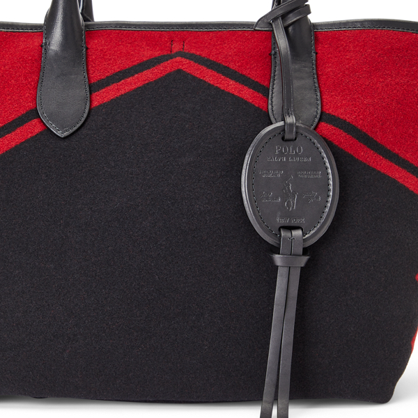 Bolso tote Bellport de mezcla de lana Polo Ralph Lauren en Negro/escarlata 6