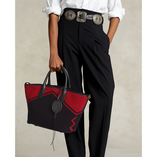 Bolso tote Bellport de mezcla de lana Polo Ralph Lauren en Negro/escarlata 7