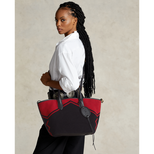 Bolso tote Bellport de mezcla de lana Polo Ralph Lauren en Negro/escarlata 8