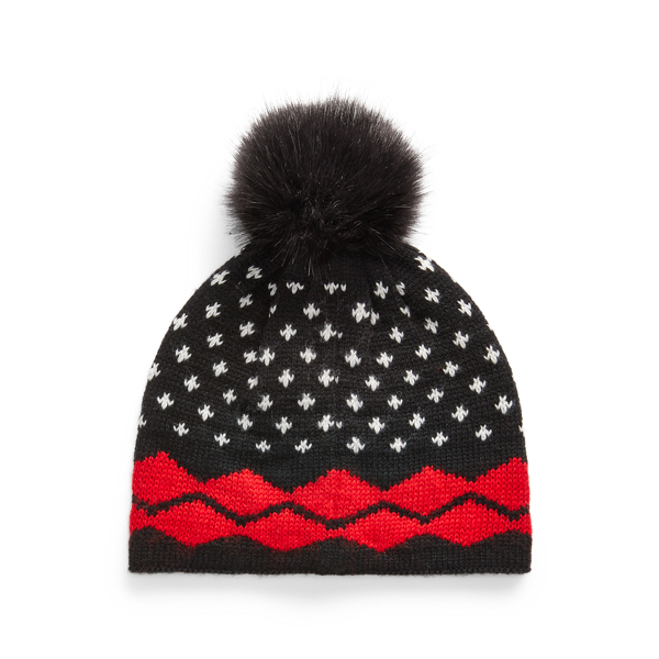 Bommelm&uuml;tze mit Fair Isle Polo Bear Polo Ralph Lauren in Schwarz 2