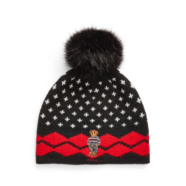 Fair Isle Polo Bear Pom Pom Hat for Women Ralph Lauren CH