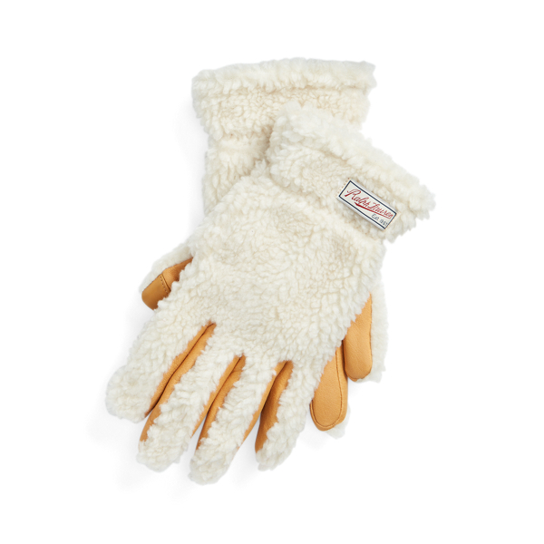 Fleece &amp; Leather Touch Screen Gloves Polo Ralph Lauren 1