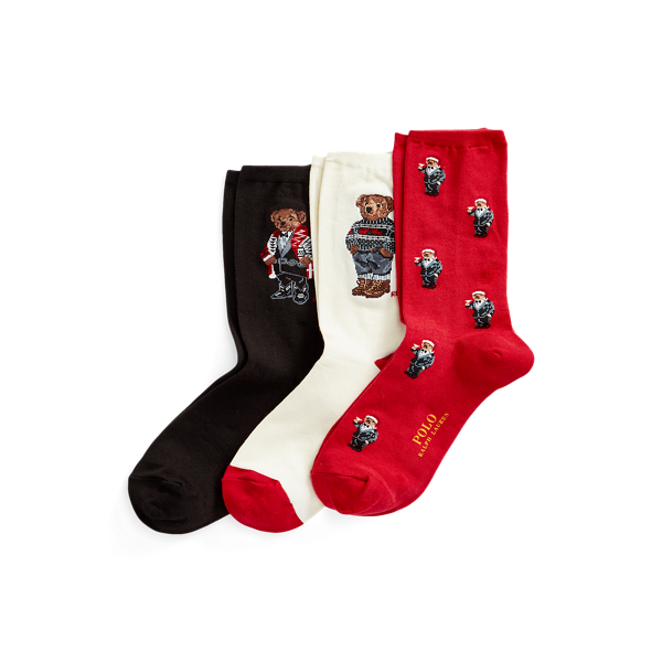 Triple Polo Bear 3 Pack Sock Gift Set for Women Ralph Lauren CH