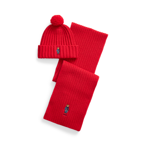 Polo Bear Rib-Knit Beanie &amp; Scarf Set