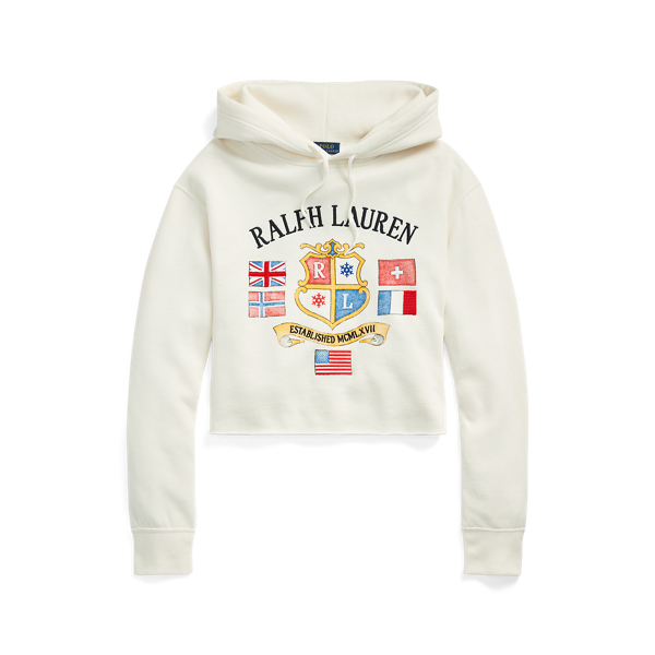 Camisola com capuz curta com gr&aacute;fico de log&oacute;tipo Polo Ralph Lauren em 1