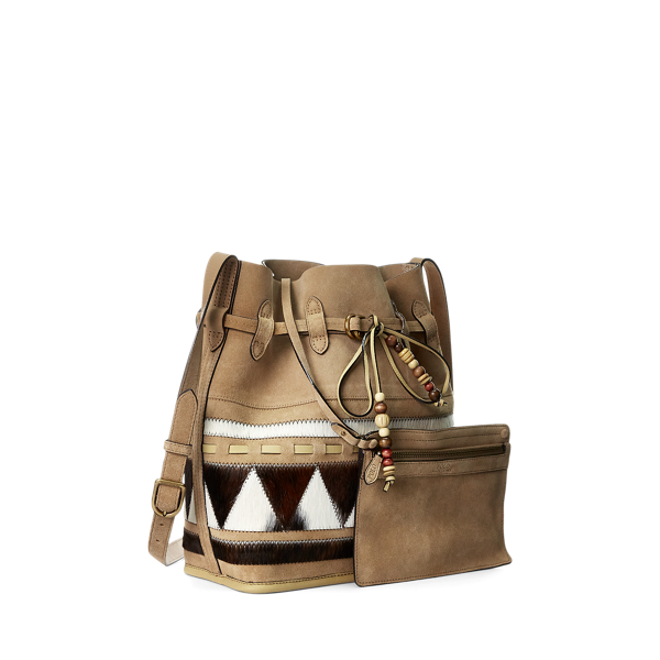 Brown Multi Bellport Striped Bucket Bag Polo Ralph Lauren 3
