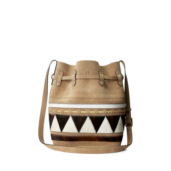 Brown Multi Bellport Striped Bucket Bag Polo Ralph Lauren 4