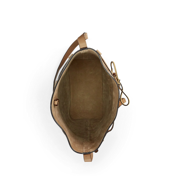 Brown Multi Bellport Striped Bucket Bag Polo Ralph Lauren 5